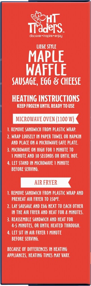 slide 2 of 4, HT Traders™ Liege Style Maple Waffle Sausage Egg & Cheese Breakfast Sandwiches, 2 ct
