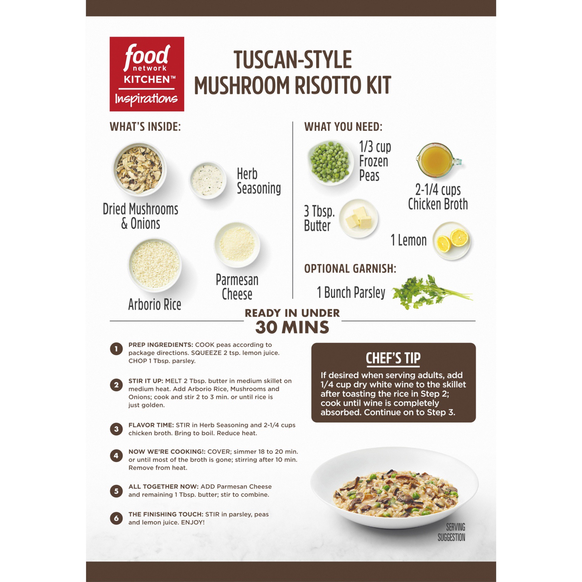 slide 7 of 11, Food Network Kitchen Inspirations Tuscan-Style Mushroom Risotto Meal Kit, 6.2 oz