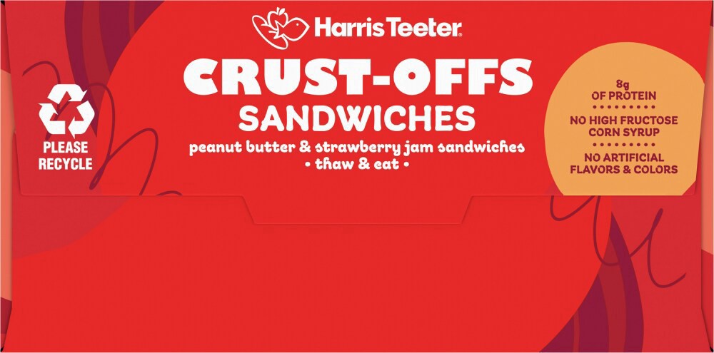 slide 5 of 5, Harris Teeter® Crust-Offs Peanut Butter & Strawberry Jam Sandwiches, 4 ct; 2.2 oz