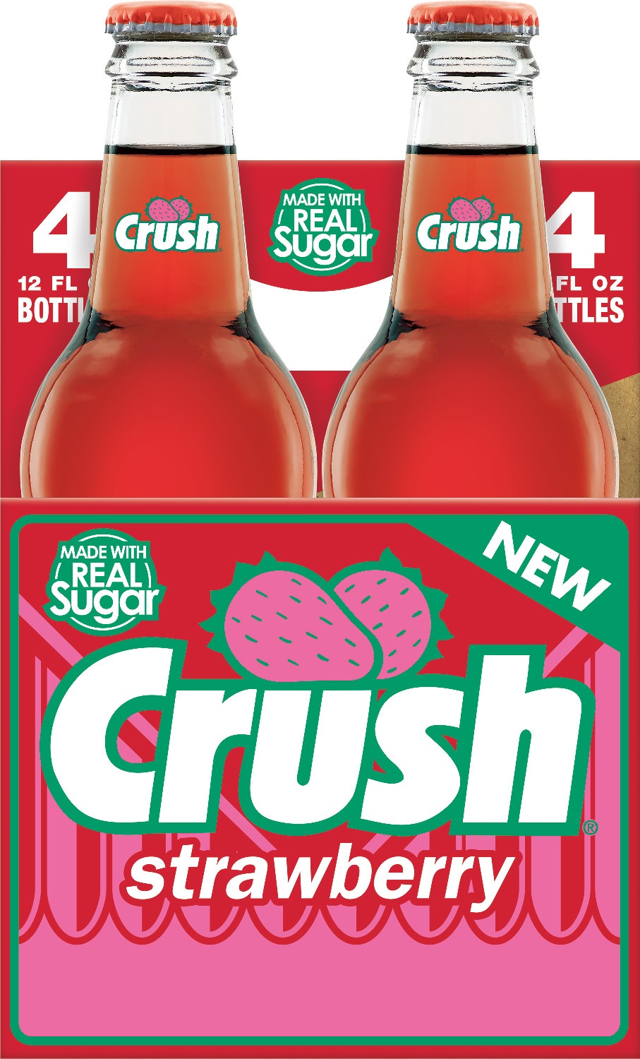 slide 1 of 4, Crush Strawberry Soda , 4 ct; 12 fl oz