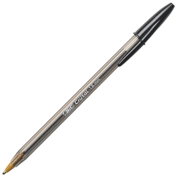 slide 2 of 4, BIC Cristal Xtra Bold Stic Ballpoint Pens, 1.6 Mm, Clear Black Barrel, Black Ink, Pack Of 24 Pens, 24 ct