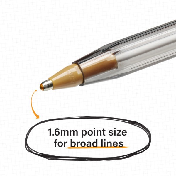 slide 4 of 4, BIC Cristal Xtra Bold Stic Ballpoint Pens, 1.6 Mm, Clear Black Barrel, Black Ink, Pack Of 24 Pens, 24 ct
