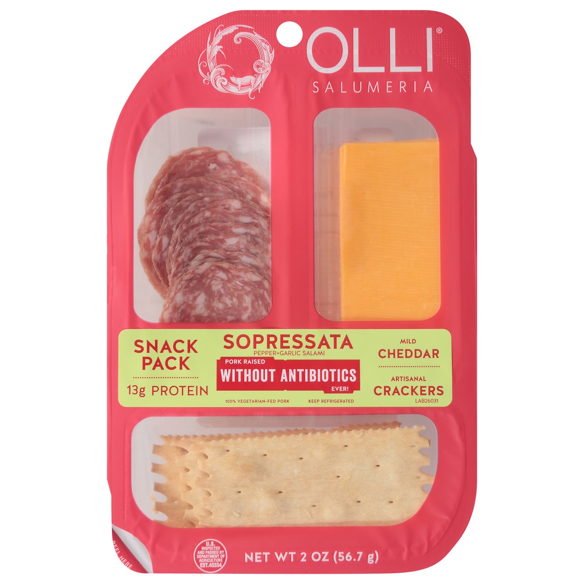 slide 1 of 9, Olli Salumeria Sopressata/Cheddar/Crackers Snack Pack 2 oz, 2 oz