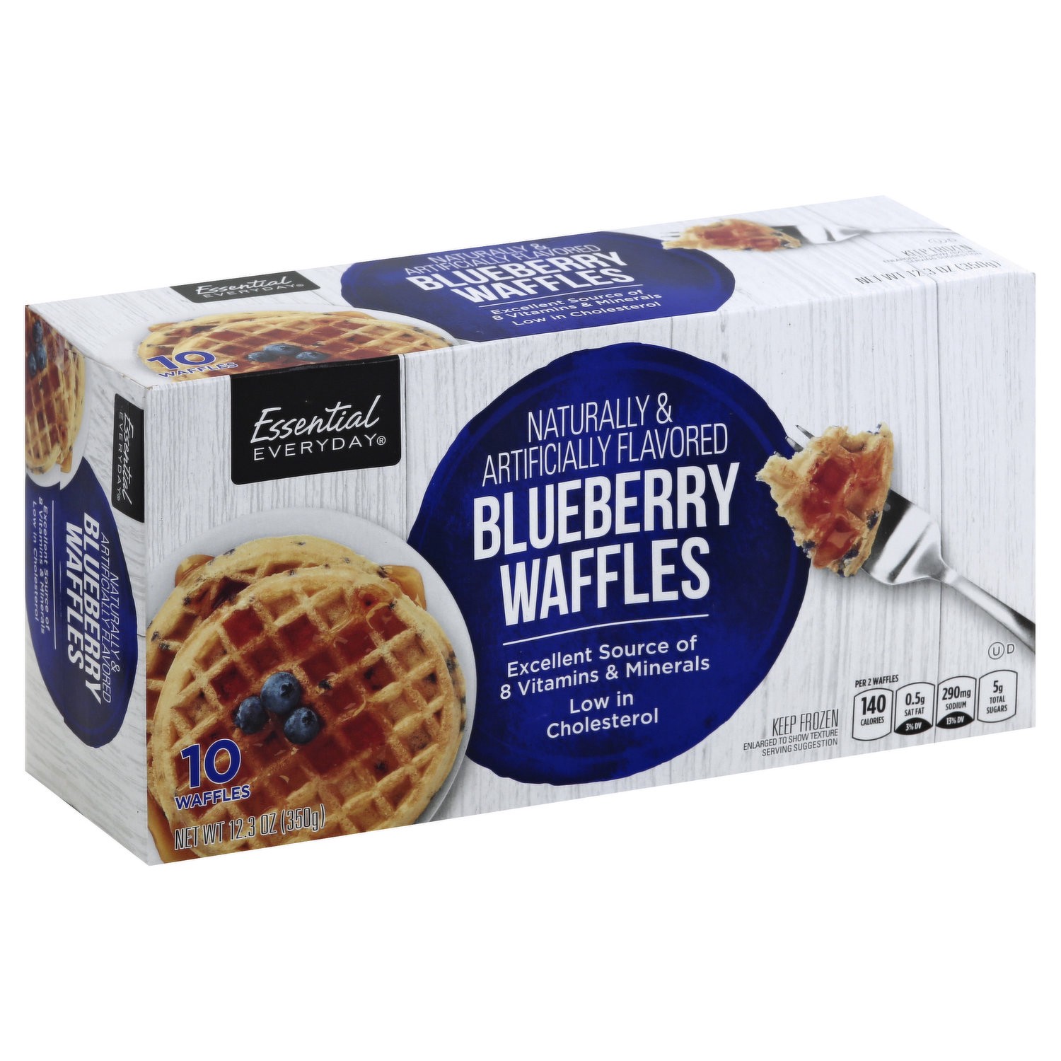 slide 1 of 1, Essential Everyday Blueberry Waffles, 12.3 oz