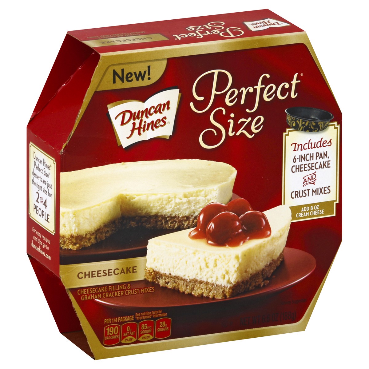 slide 2 of 5, Duncan Hines Perfect Size Cheesecake & Graham Cracker Crust MIxes, 6.6 oz