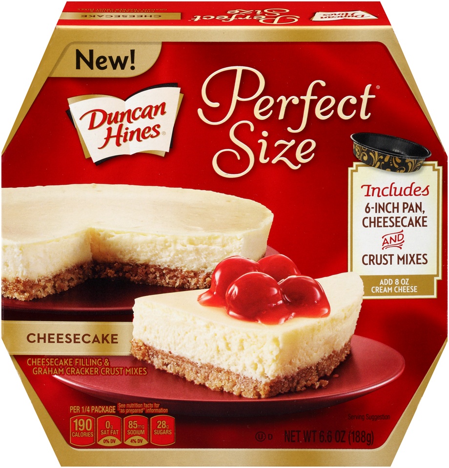slide 1 of 5, Duncan Hines Perfect Size Cheesecake & Graham Cracker Crust MIxes, 6.6 oz