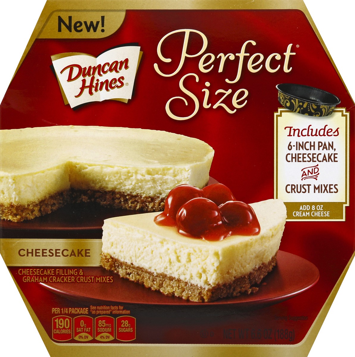 slide 5 of 5, Duncan Hines Perfect Size Cheesecake & Graham Cracker Crust MIxes, 6.6 oz