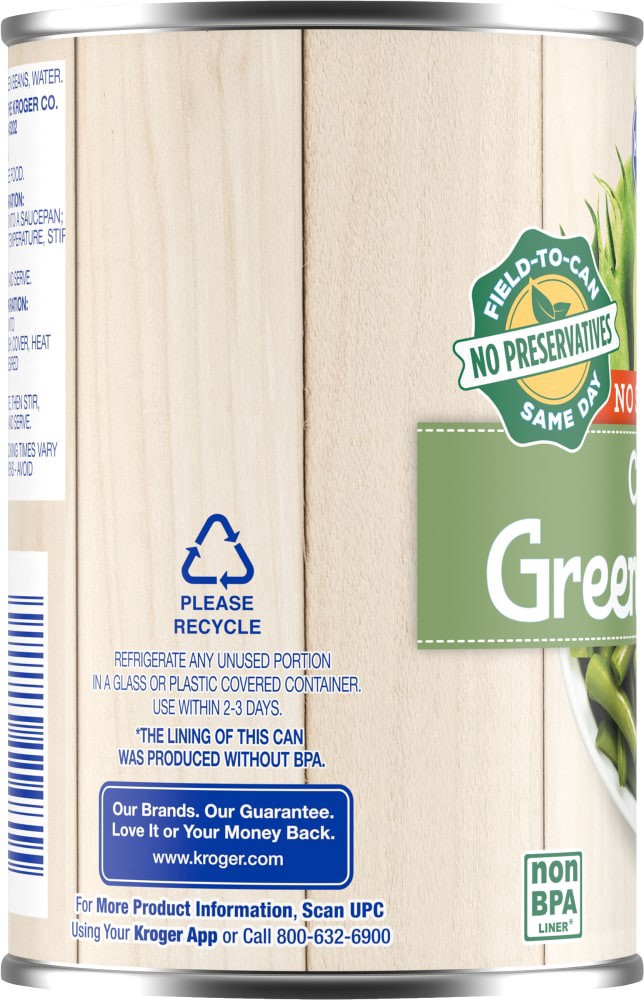 slide 5 of 5, Kroger No Salt Cut Canned Green Beans, 14.5 oz