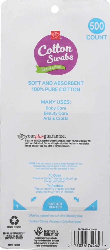 slide 2 of 3, Harris Teeter Paper Stick Cotton Swabs, 500 ct