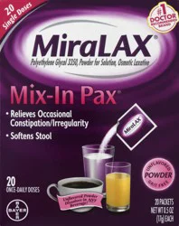 MiraLAX Single Doses Unflavored Powder Mix-In Pax 20 ea