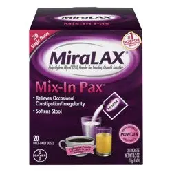 Miralax Laxative Mix-In Pax Gentle Constipation Relief Sugar Free Powder