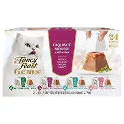 Fancy Feast Gems Pate Cat Food Mousse and a Halo of Savory Gravy Wet Cat Food Variety Pack - (12) 4 oz. Boxes