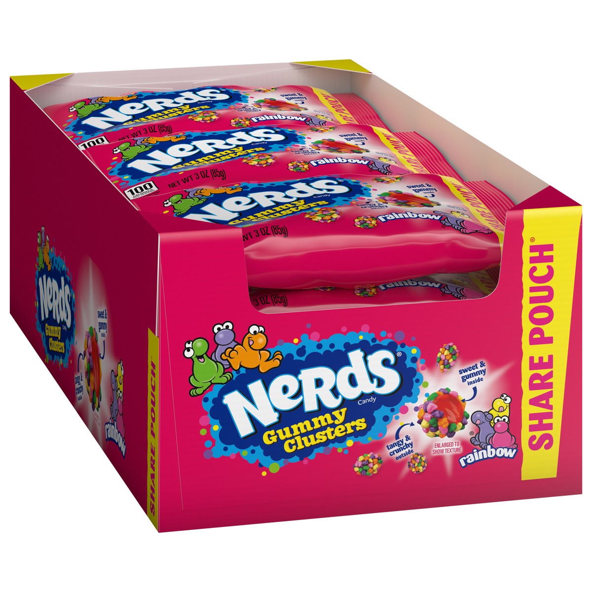 slide 3 of 9, Nerds Rainbow Gummy Clusters Candy Share Pouch 12 - 3 oz Pouches, 12 ct