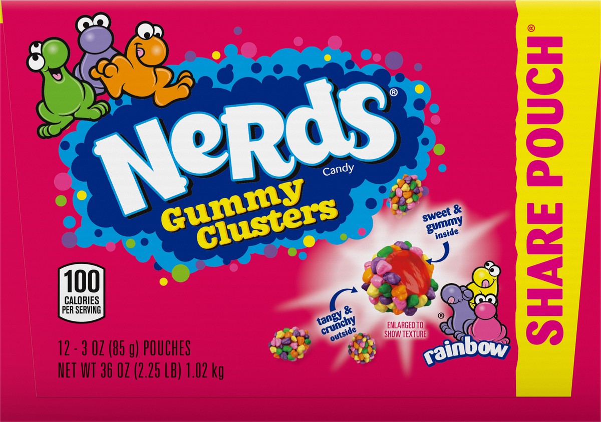 slide 8 of 9, Nerds Rainbow Gummy Clusters Candy Share Pouch 12 - 3 oz Pouches, 12 ct