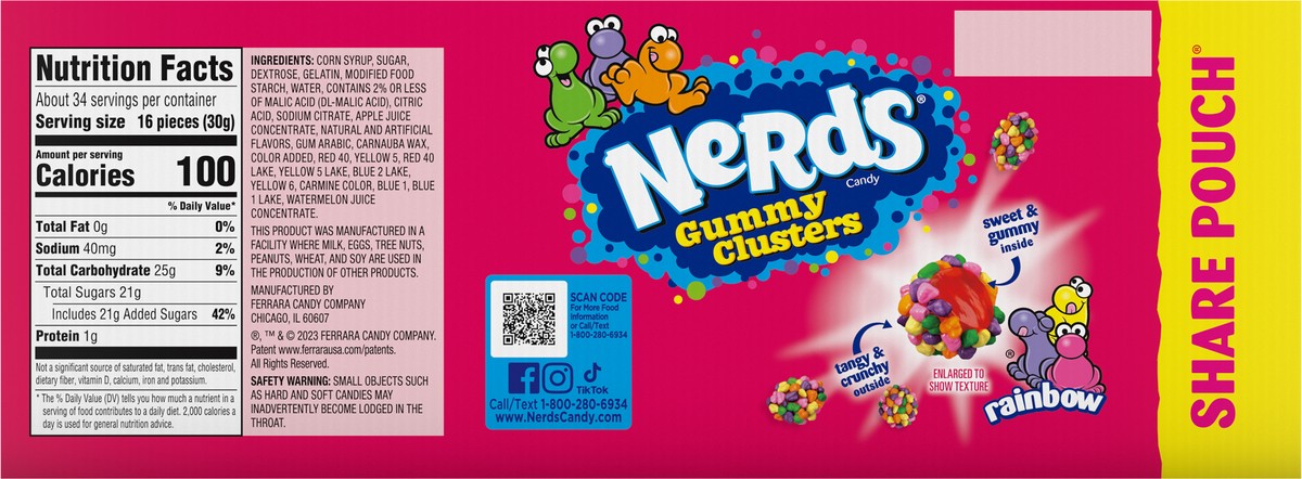 slide 6 of 9, Nerds Rainbow Gummy Clusters Candy Share Pouch 12 - 3 oz Pouches, 12 ct