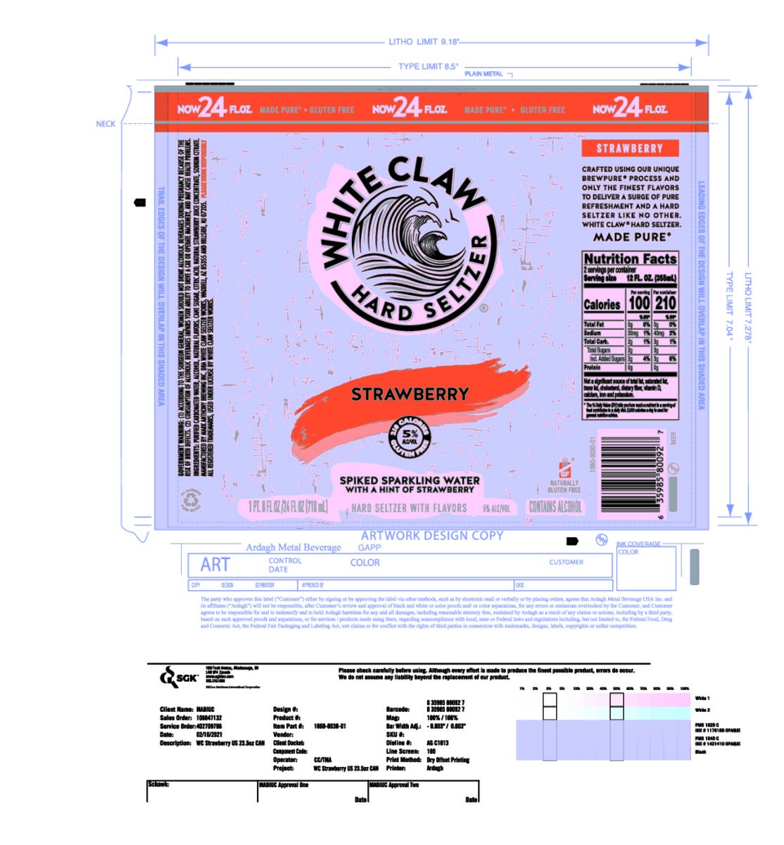 slide 6 of 11, White Claw Strawberry 19.2oz, 19.2 oz