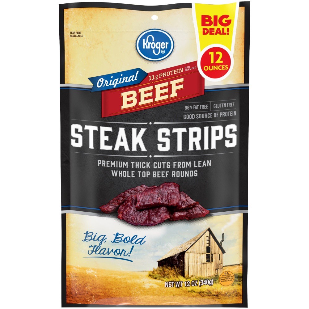 slide 1 of 3, Kroger Original Beef Steak Strips, 12 oz