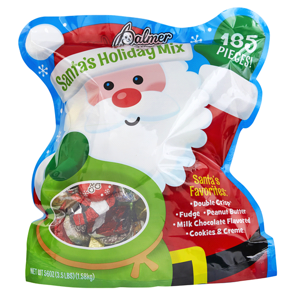 slide 1 of 1, Palmer Santas Holiday Mix Gusset Bag, 56 oz