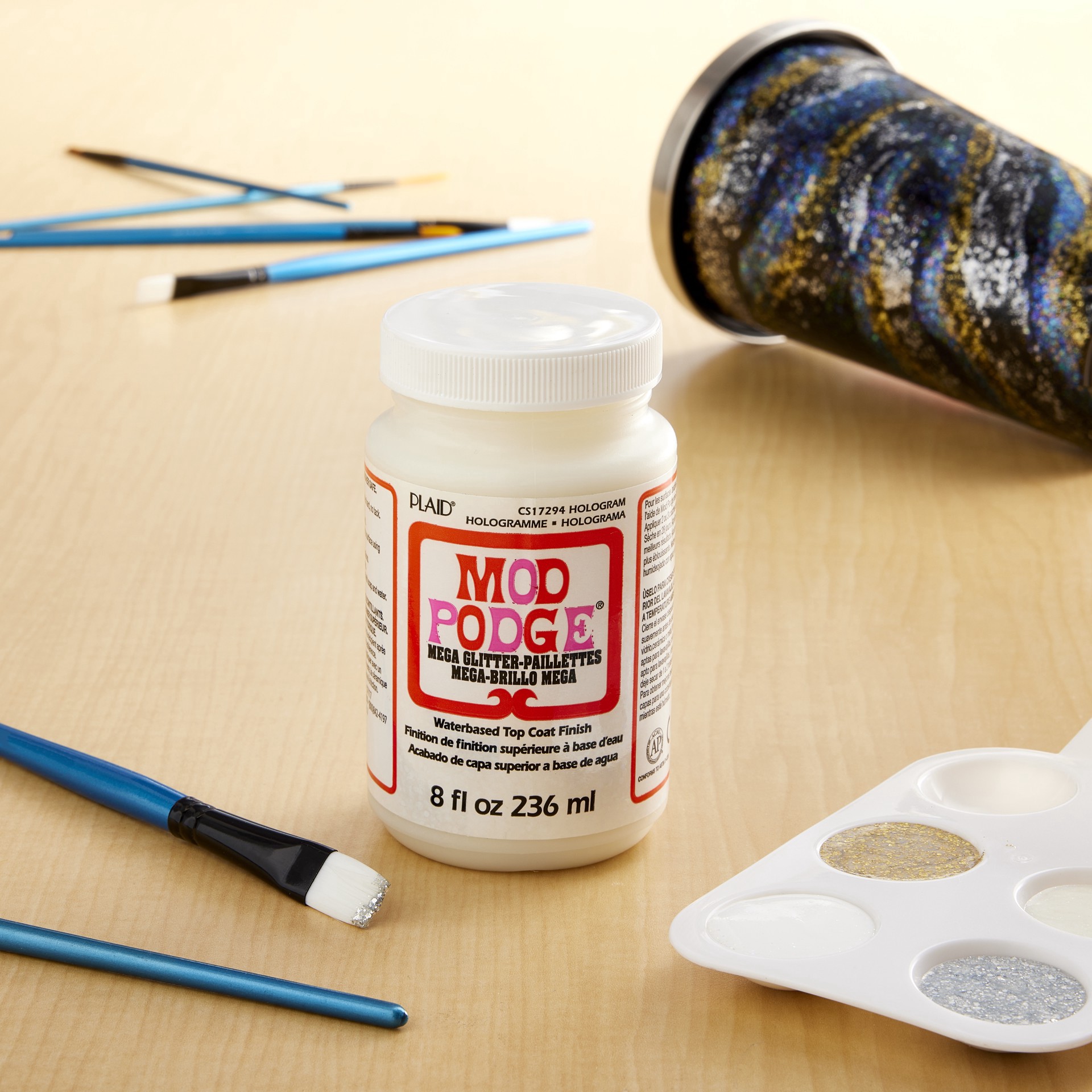 slide 5 of 10, Mod Podge Mega Glitter Waterbased Top Coat Finish, Hologram, 8 fl oz