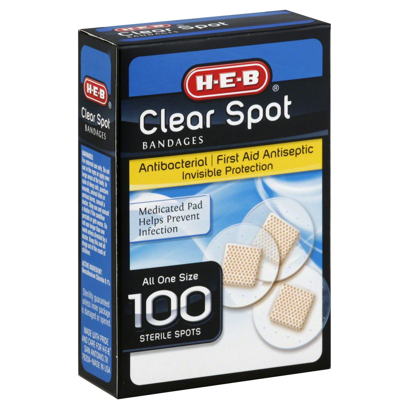 slide 1 of 1, H-E-B Clear Spot All One Size Bandages, 100 ct