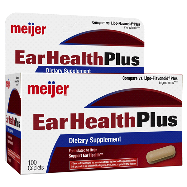 slide 1 of 1, Meijer Ear Health Plus, 100 ct