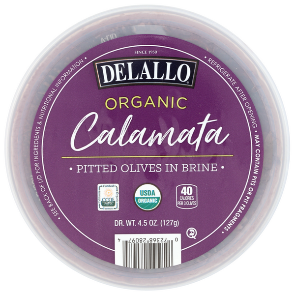 slide 1 of 1, DeLallo Organic Pitted Calamata Olives in Brine, 4.5 oz