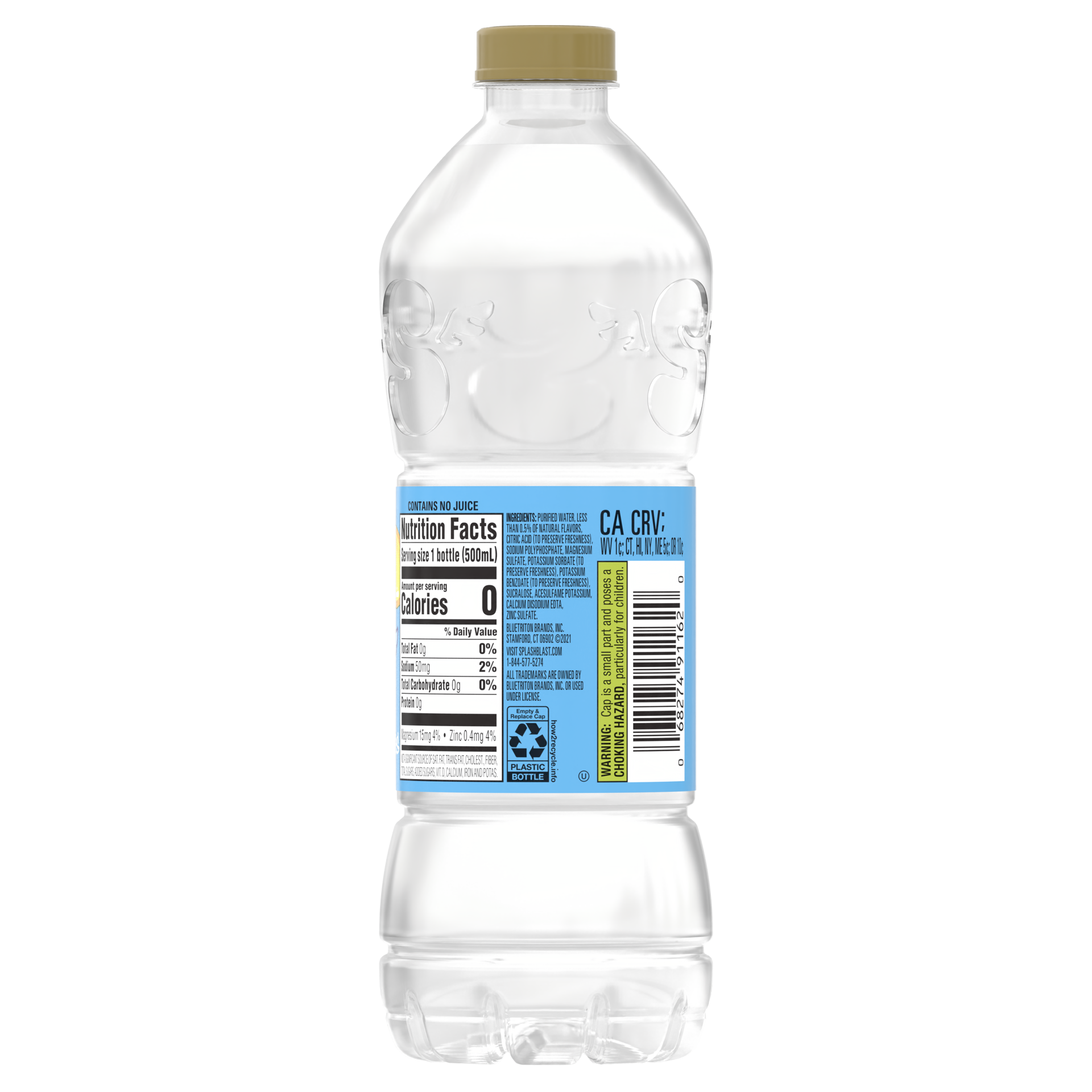 slide 3 of 4, Splash Blast, Lemon Flavor Water Beverage, 16.9 FL OZ Plastic Bottle, 16.9 fl oz