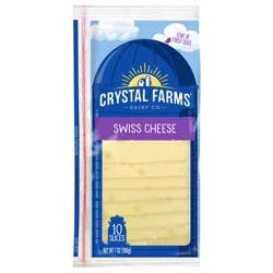 Crystal Farms Swiss Sliced Cheese, 7 oz, 10 count