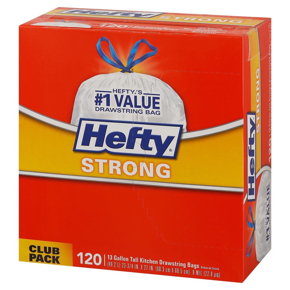 slide 4 of 8, Hefty 13 Gallon Drawstring Strong Club Pack Tall Kitchen Bags Club Pack 120 ea, 120 ct