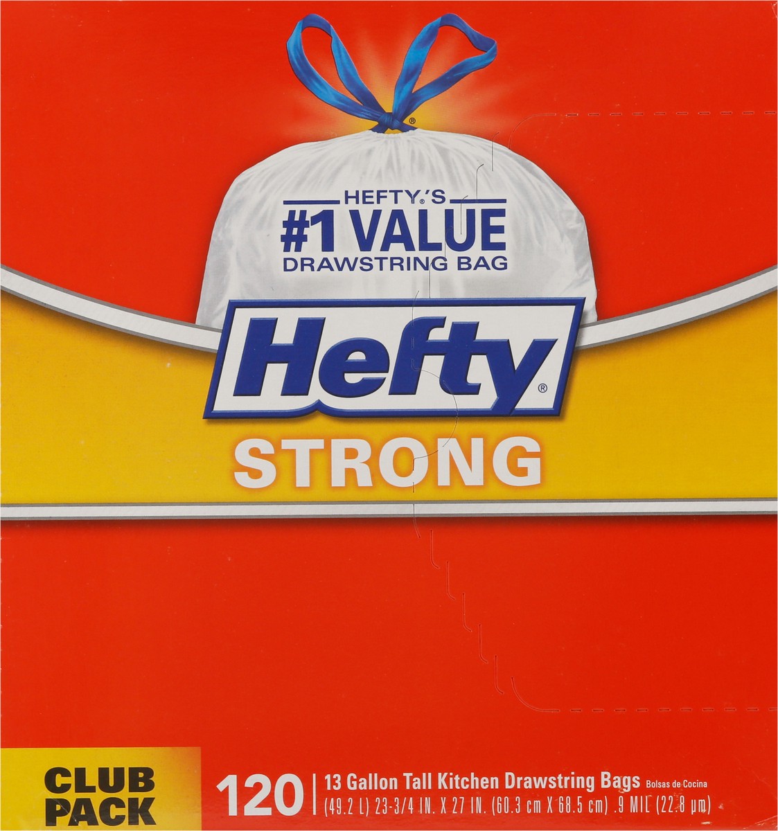 slide 2 of 8, Hefty 13 Gallon Drawstring Strong Club Pack Tall Kitchen Bags Club Pack 120 ea, 120 ct