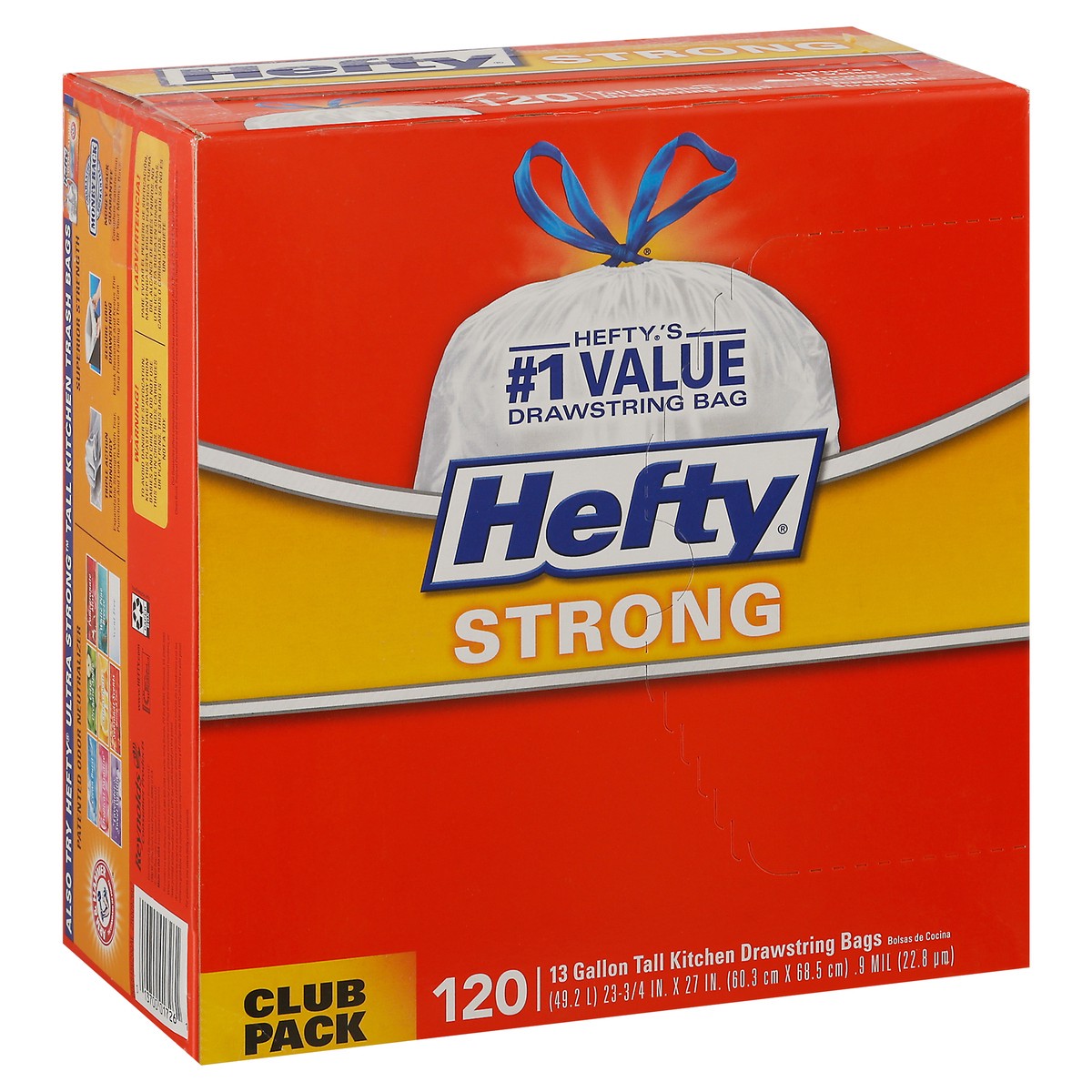 slide 6 of 8, Hefty 13 Gallon Drawstring Strong Club Pack Tall Kitchen Bags Club Pack 120 ea, 120 ct