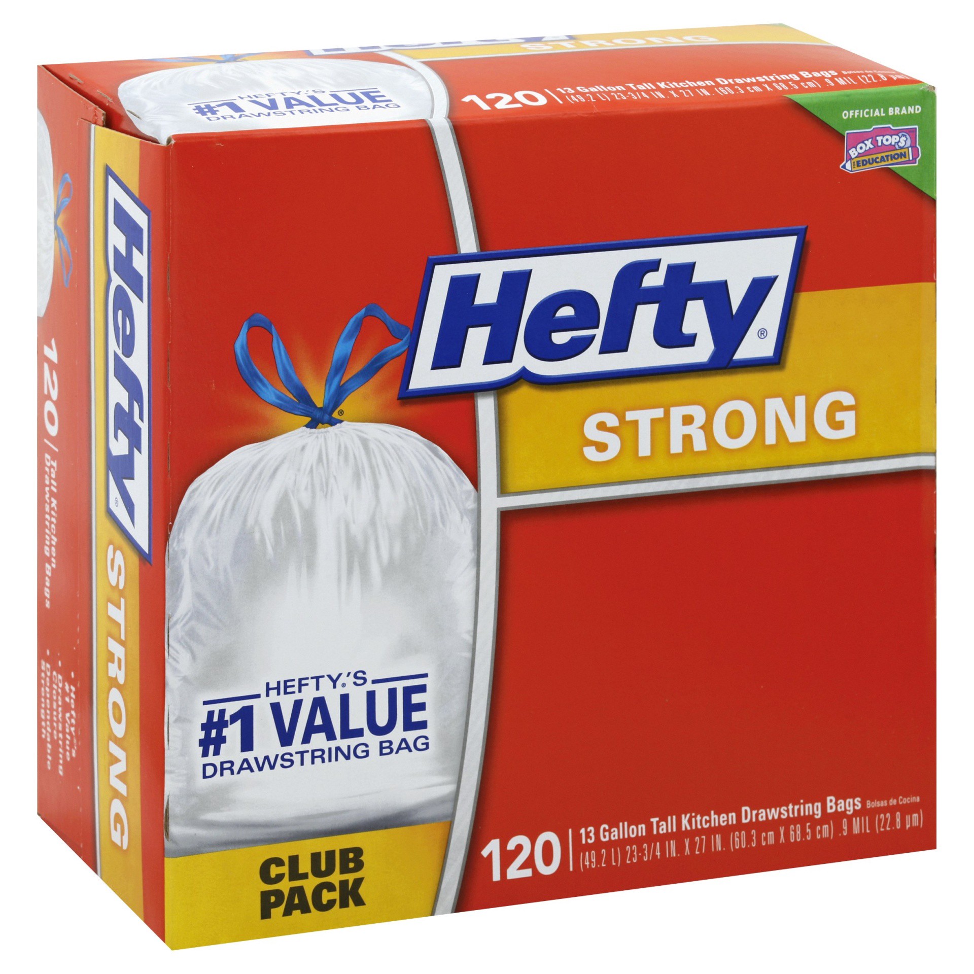 slide 1 of 8, Hefty 13 Gallon Drawstring Strong Club Pack Tall Kitchen Bags Club Pack 120 ea, 120 ct