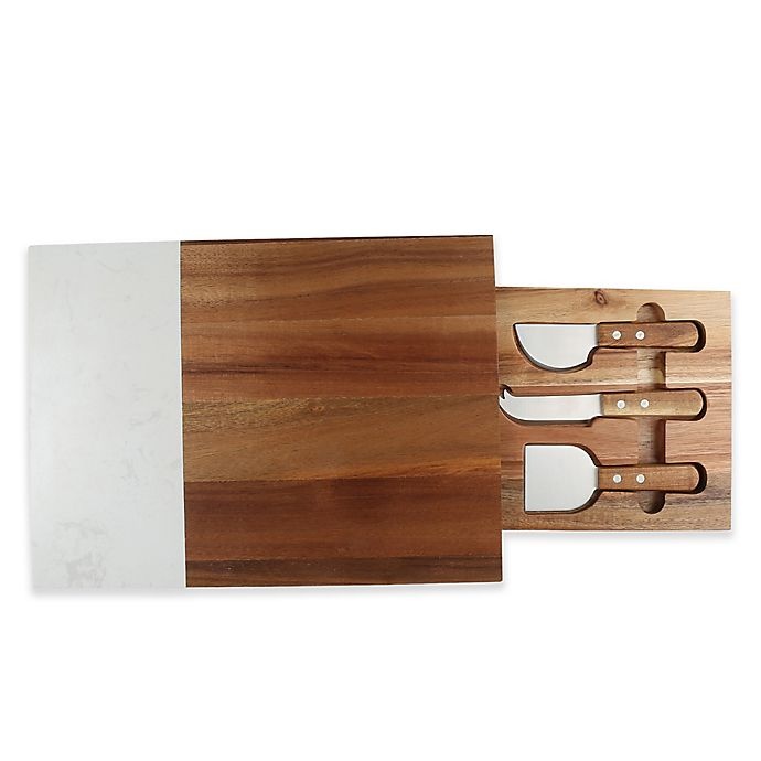 slide 1 of 2, Artisanal Kitchen Supply Cheese Knife Set & Marble Serving Board, 1 ct