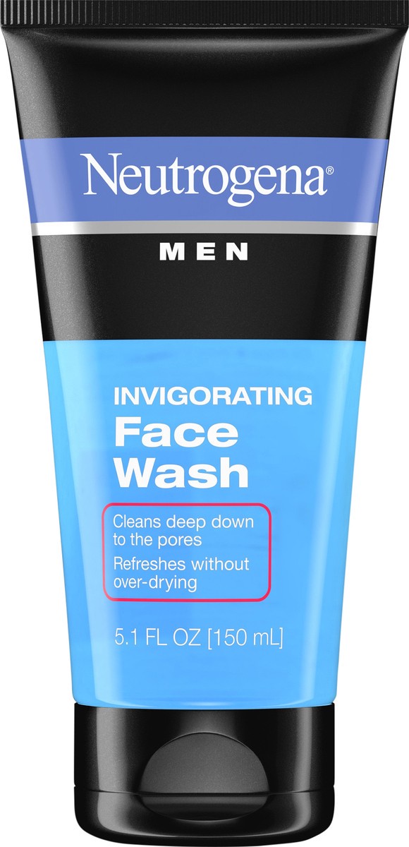 slide 5 of 7, Neutrogena Men's Invigorating Daily Foaming Gel Face Wash, Deep Cleansing, Energizing & Refreshing Oil-Free Facial Cleanser for Men to Improve Skin's Healthy Look, 5.1 Fl. Oz, 5.10 fl oz