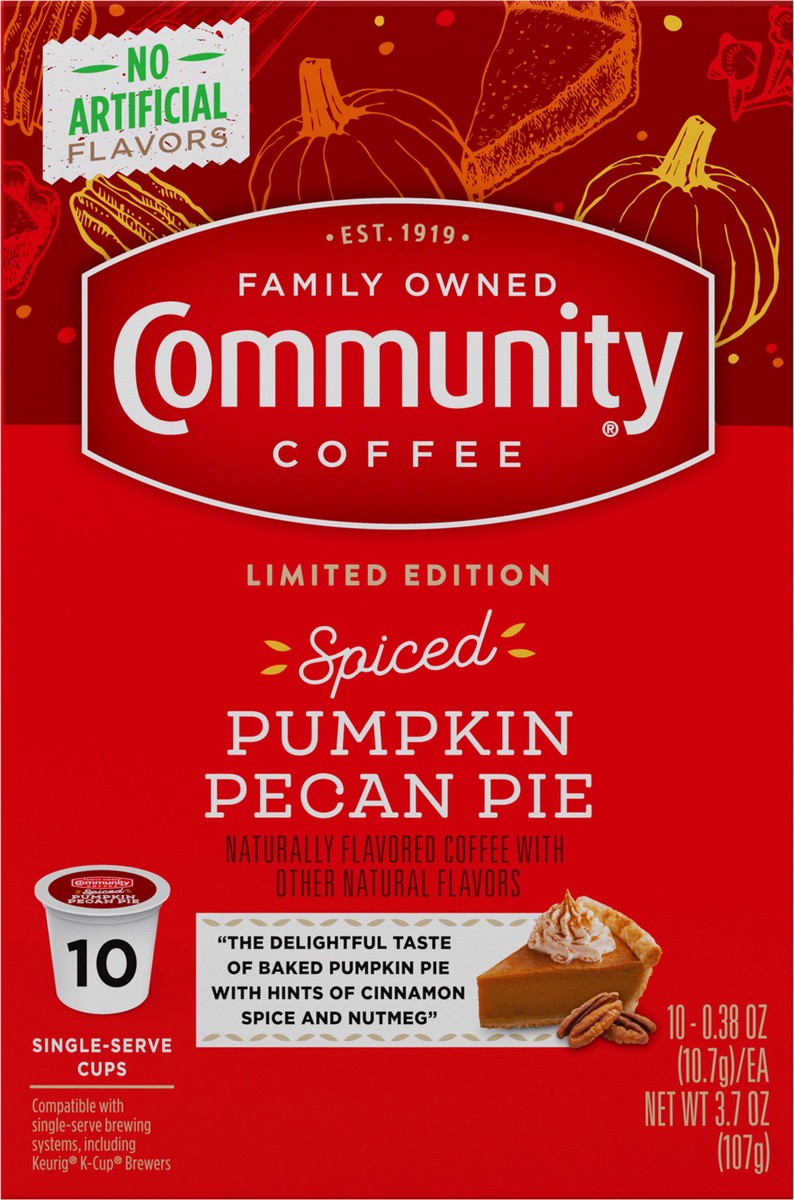 slide 4 of 8, Community Coffee Single Serve Cups Spiced Pumpkin Pecan Pie Coffee - 10 ct, 10 ct