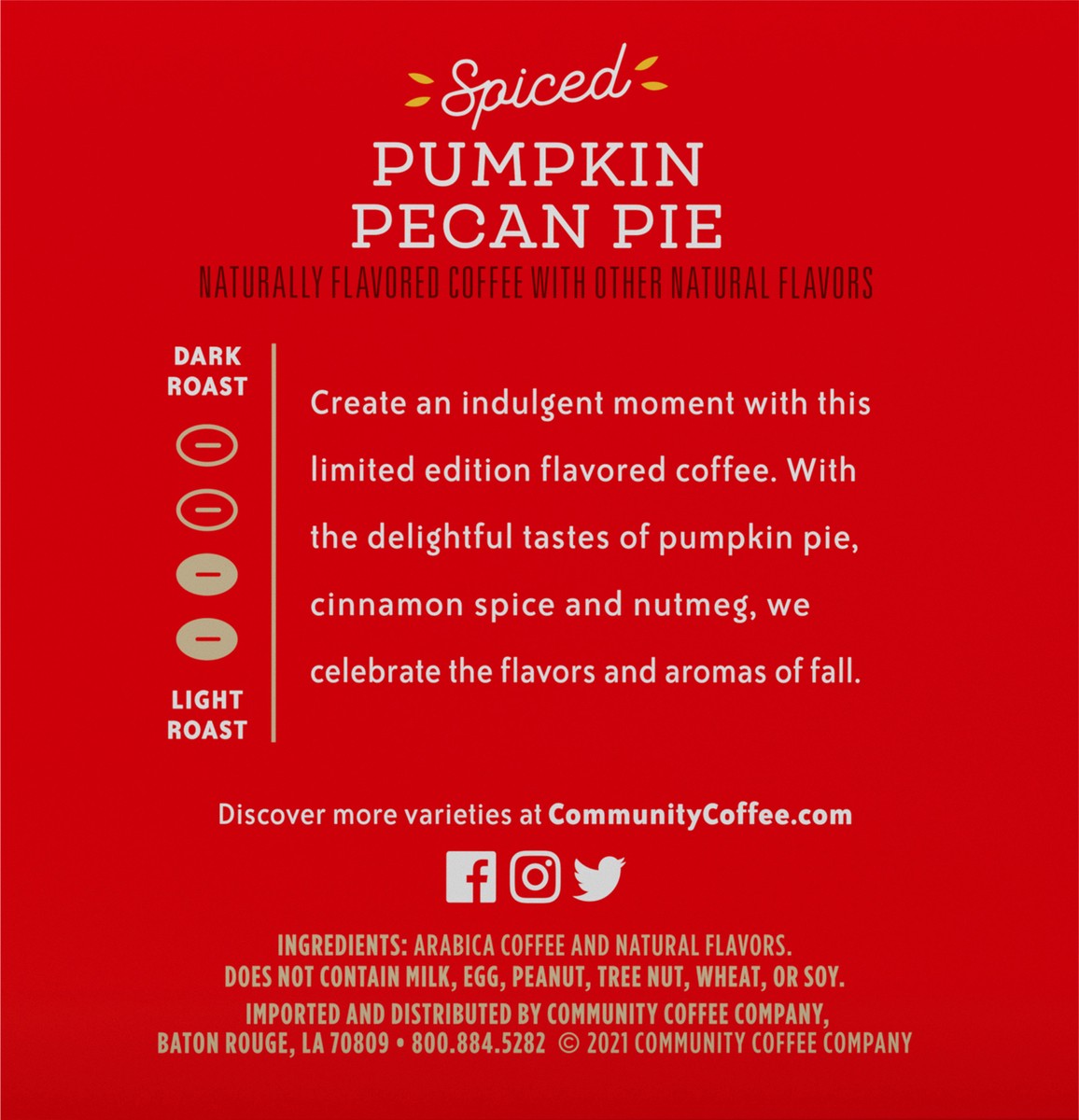 slide 2 of 8, Community Coffee Single Serve Cups Spiced Pumpkin Pecan Pie Coffee - 10 ct, 10 ct