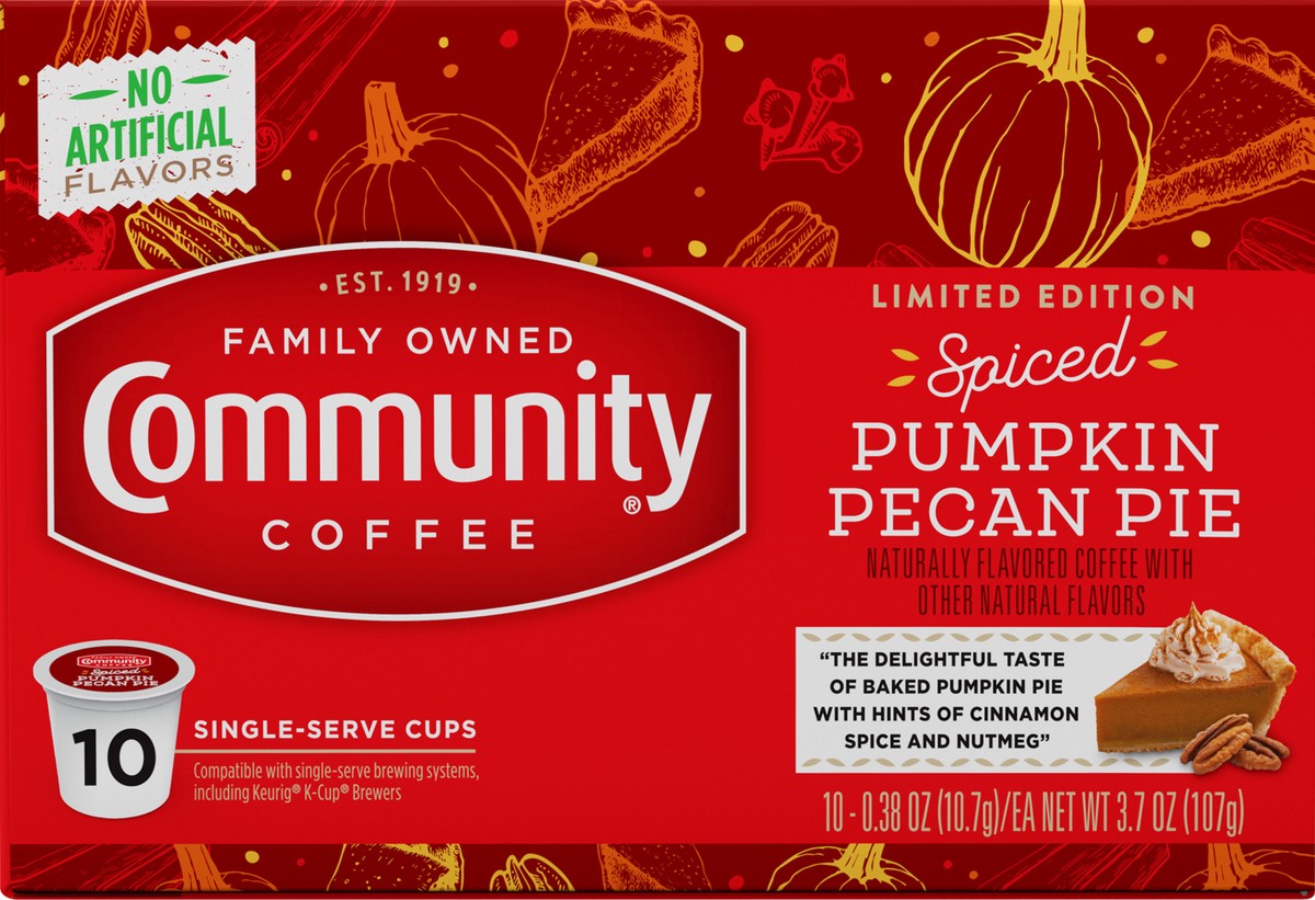 slide 3 of 8, Community Coffee Single Serve Cups Spiced Pumpkin Pecan Pie Coffee - 10 ct, 10 ct