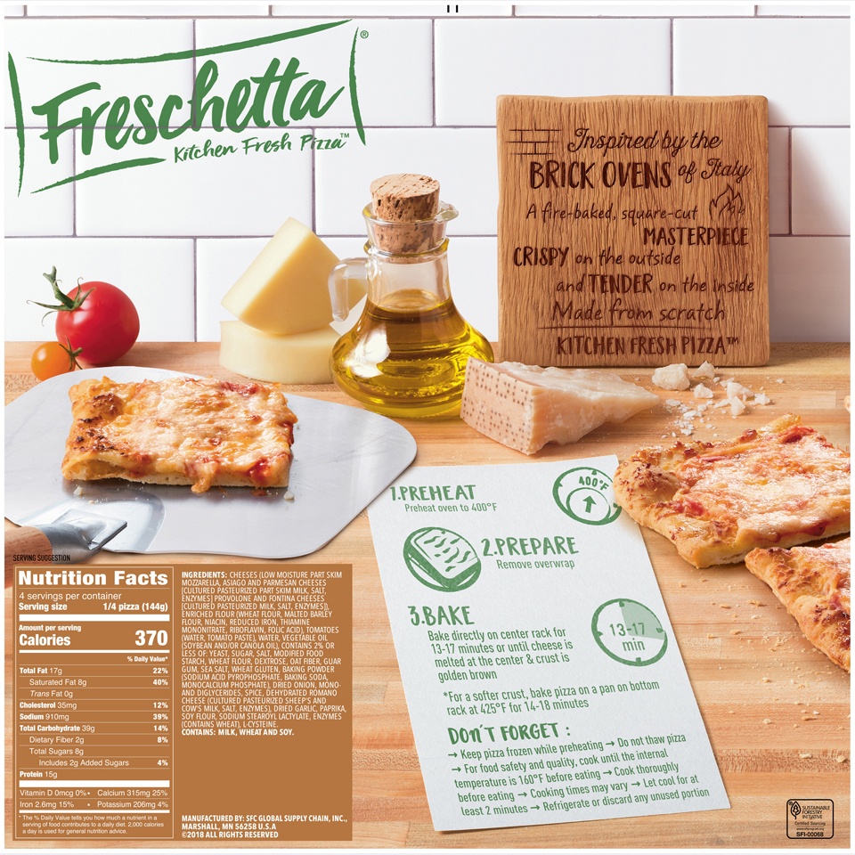 slide 6 of 9, Freschetta Brick Oven Five Cheese Pizza, 20.28 oz