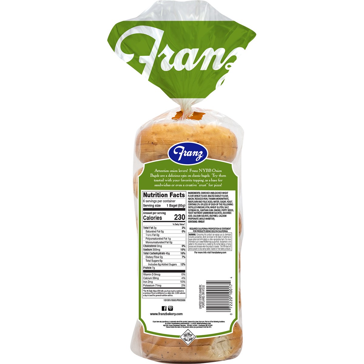 slide 5 of 10, Franz Onion Bagels 6 ct 18oz, 18 oz