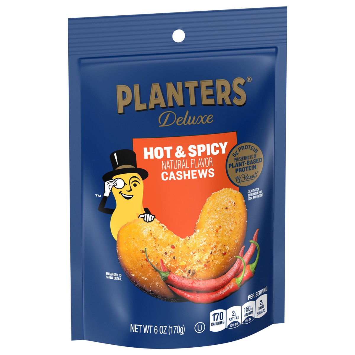 slide 2 of 9, Planters Deluxe Hot & Spicy Cashews 6 oz, 6 oz