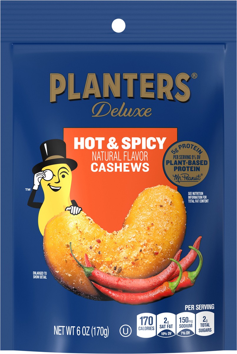 slide 7 of 9, Planters Deluxe Hot & Spicy Cashews 6 oz, 6 oz