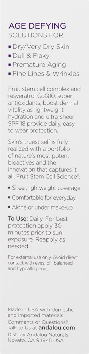 slide 2 of 9, Andalou Naturals Ultra Sheer Daily Defense Facial Lotion SPF 18, 2.7 fl oz