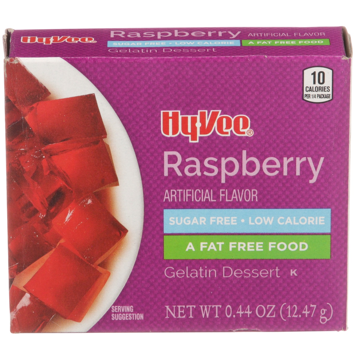 slide 1 of 1, Hy-vee Raspberry Sugar Free Low Calorie Gelatin Dessert, 0.44 oz