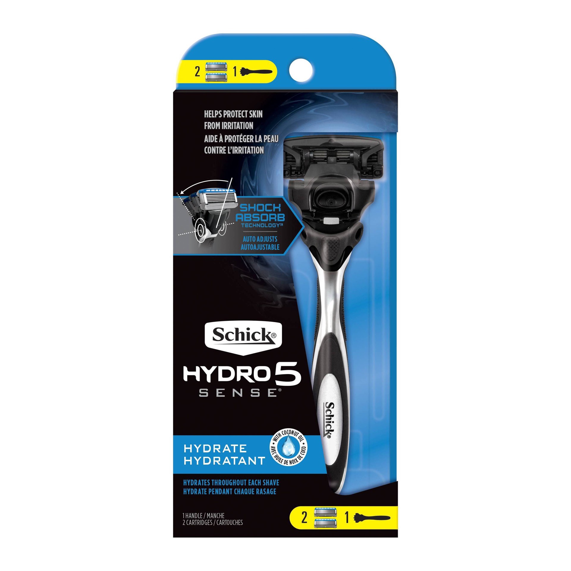 slide 1 of 1, Schick Hydro 5 Sense Hydrate Razor, 2 ct