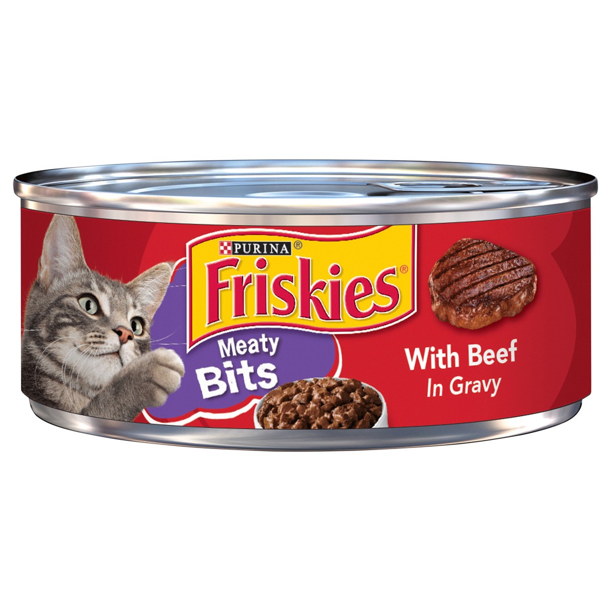 slide 1 of 7, Friskies Purina Friskies Gravy Wet Cat Food, Meaty Bits With Beef in Gravy, 5.5 oz