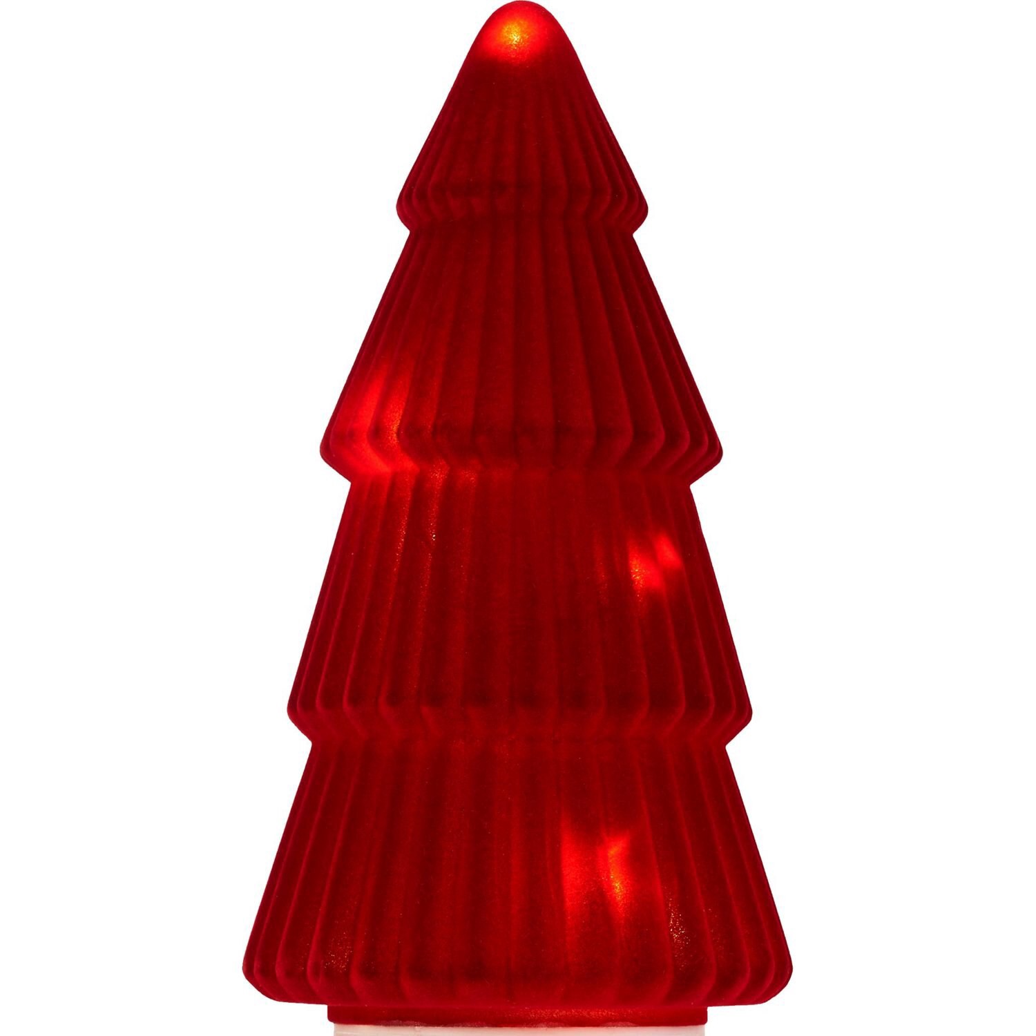 slide 4 of 4, Merry Brite Red Glass Light-Up Flocked Tree, 8 In, 1 ct