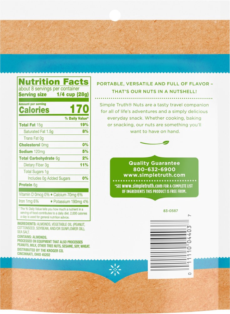 slide 2 of 2, Simple Truth Sea Salt Roasted Almonds, 8 oz