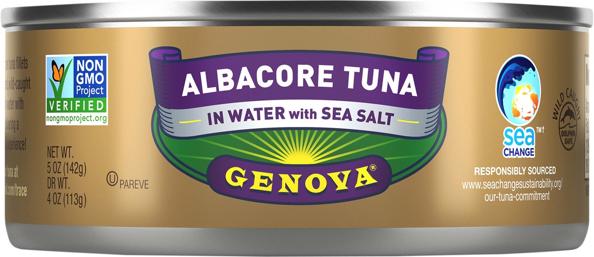 slide 4 of 7, Genova Premium Albacore Tuna in Water with Sea Salt 5 oz, 5 oz