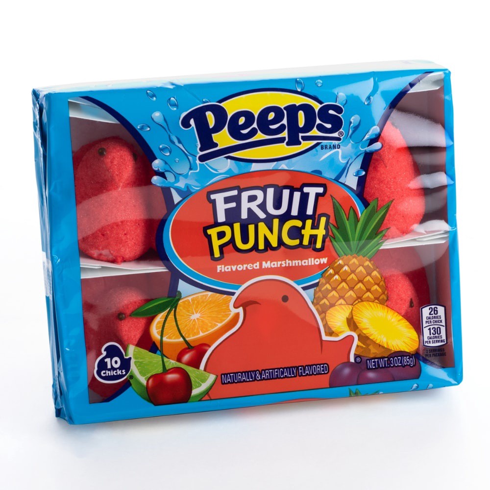 slide 1 of 4, Peeps Fruit Punch Flavored Marshmallow Chicks Easter Candy 10-Piece, 3 oz