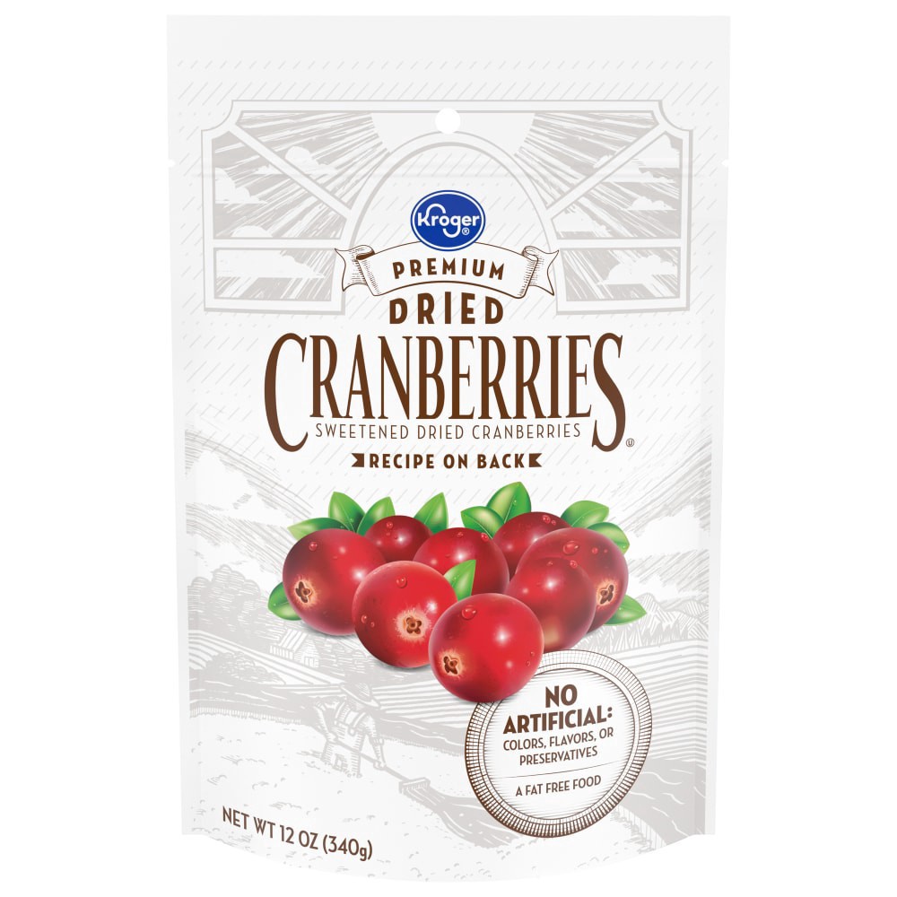 slide 2 of 3, Kroger Premium Sweetened Dried Cranberries, 12 oz